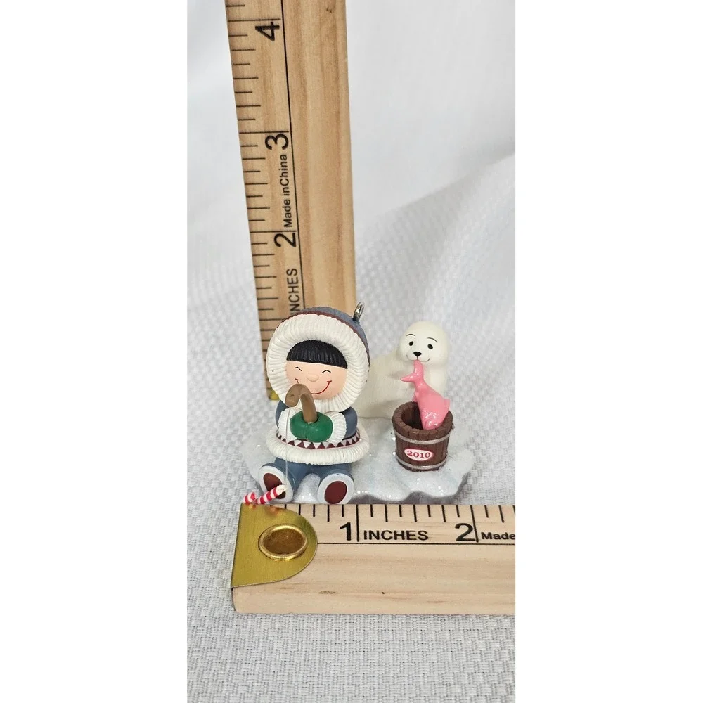 Hallmark Keepsake 2010 Ice Fishing Boy and Seal Christmas Ornament Dated Bucket